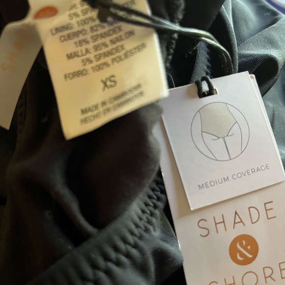 Mesh Front Asymmetrical One Shoulder One Piece Swimsuit Shade & Shore Black nwt - Picture 5 of 5